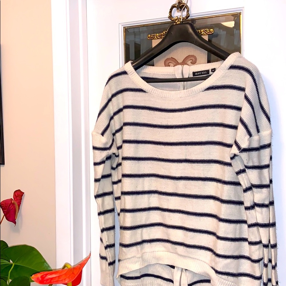 ASOS Brave Soul zip back striped sweater